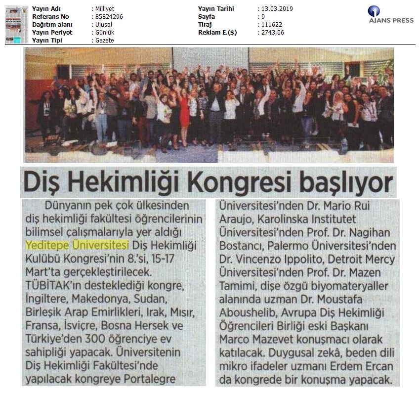 Dünyanın Diş Hekimliği Fakültesi Öğrencileri Yeditepe’de Buluşuyor