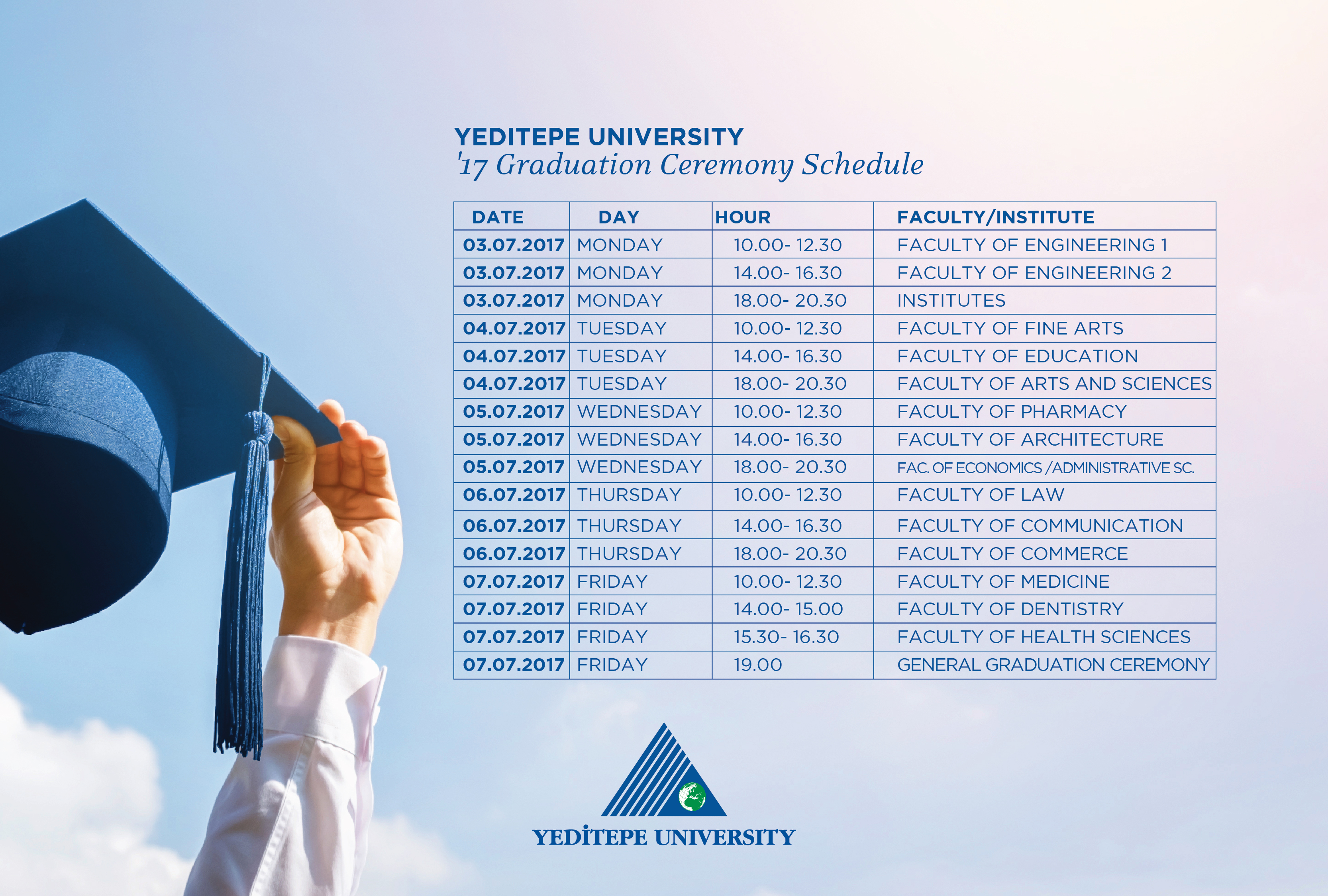 '17 Graduation Ceremony Schedule