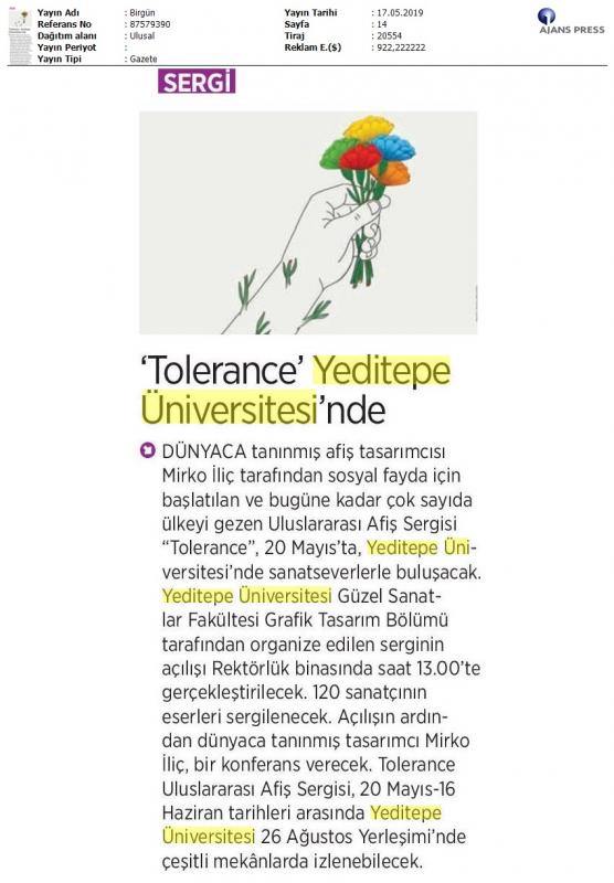 Uluslararası Afiş Sergisi “Tolerance” Yeditepe Üniversitesi’nde