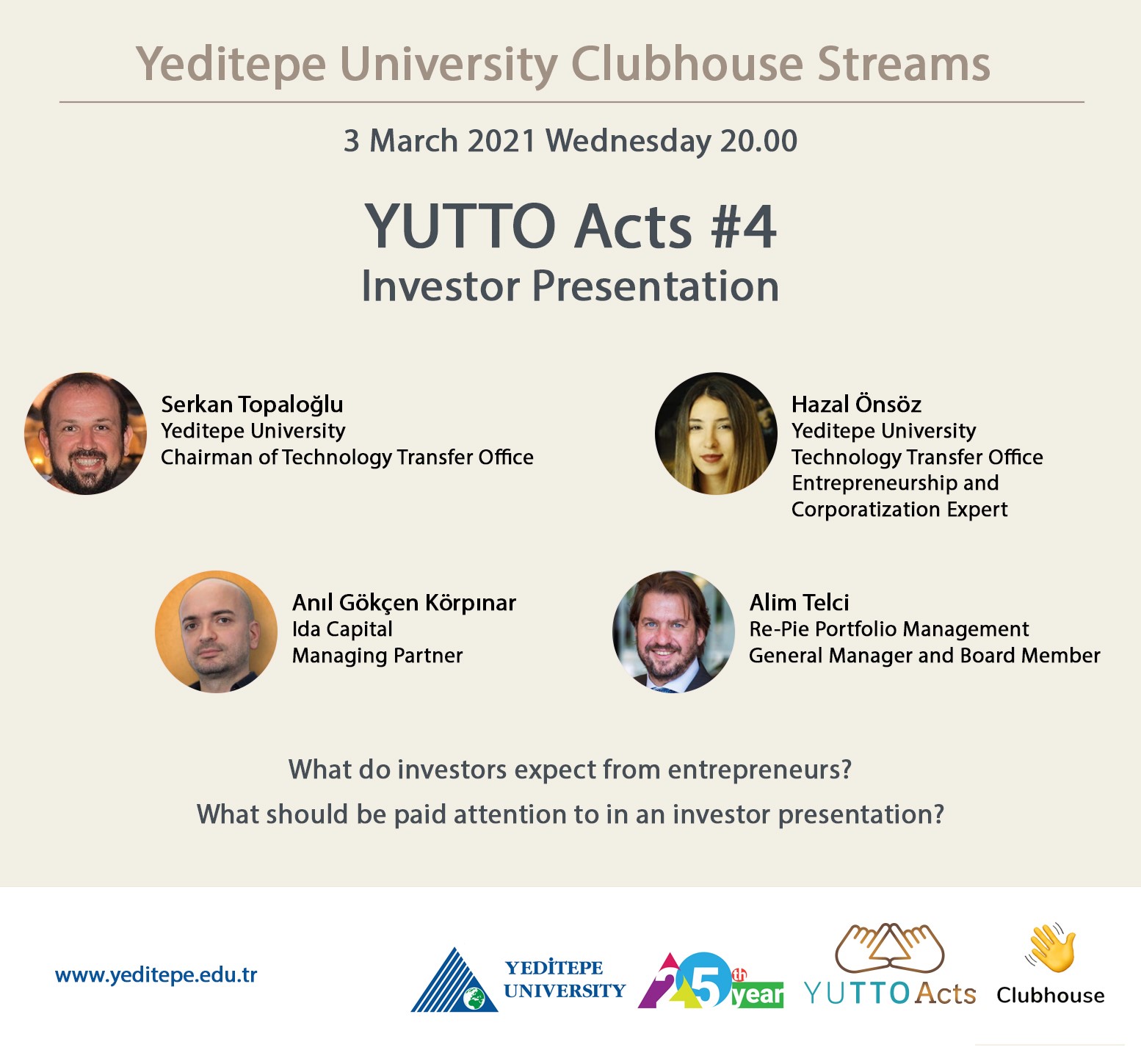 Yeditepe Üniversitesi Clubhouse Yayınları | YUTTO Acts #4