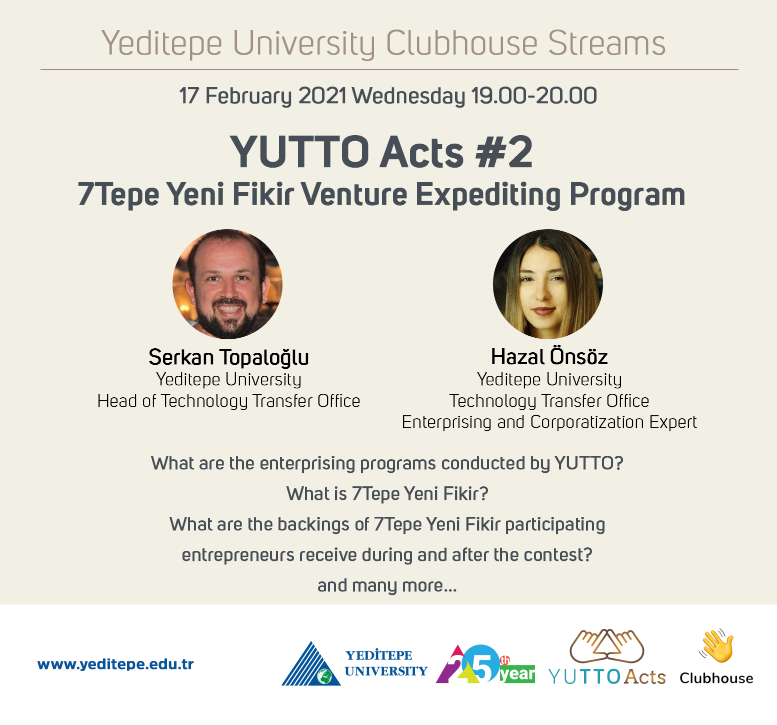 Yeditepe Üniversitesi Clubhouse Yayınları | YUTTO Acts #2