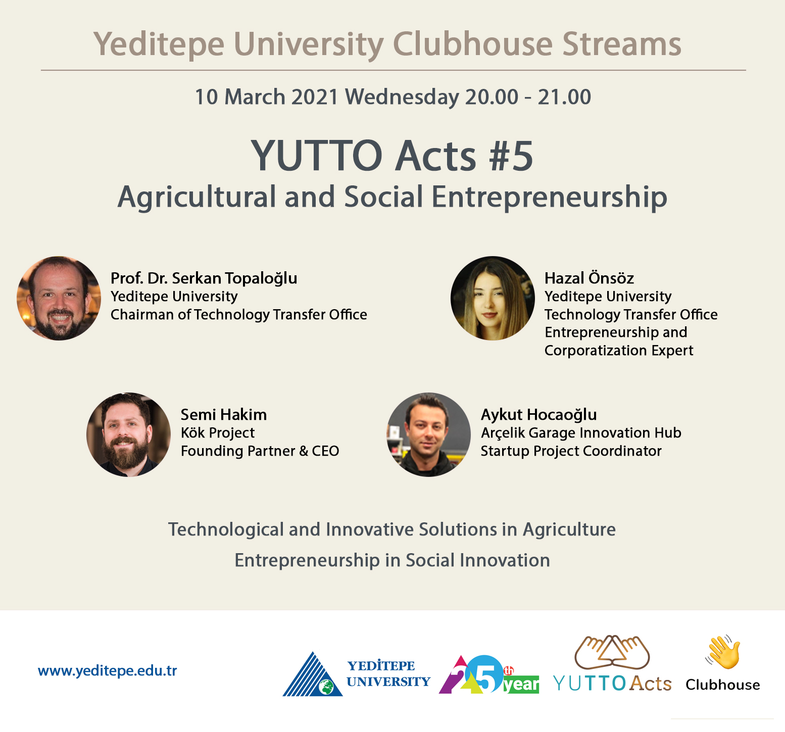 Yeditepe Üniversitesi Clubhouse Yayınları | YUTTO Acts #5