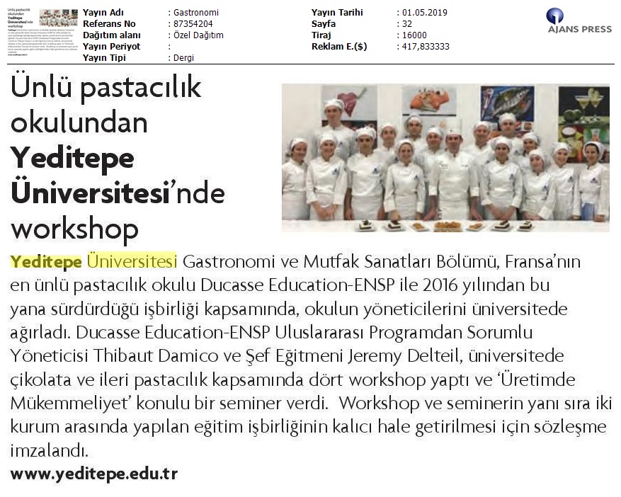 Ünlü Pastacılık Okulundan Yeditepe Üniversitesi'nde Workshop