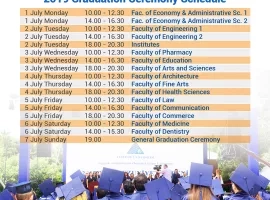 Yeditepe University 2019 Graduation Ceremony Schedule