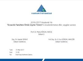 ECZACILIK FAKÜLTESİ ÖNLÜK GİYME TÖRENİ